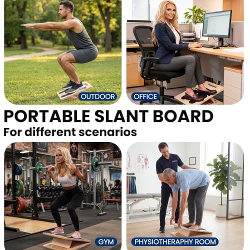 Slant Board for Adults & Ankle Board - Portable Velour Board for Squats, & Lower Body Training