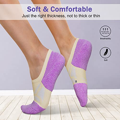 Gonii Compression No Show Athletic Womens Socks Running Cushioned 5-6 Pairs - color: 5 Pairs Colorful-b, size: 5-8