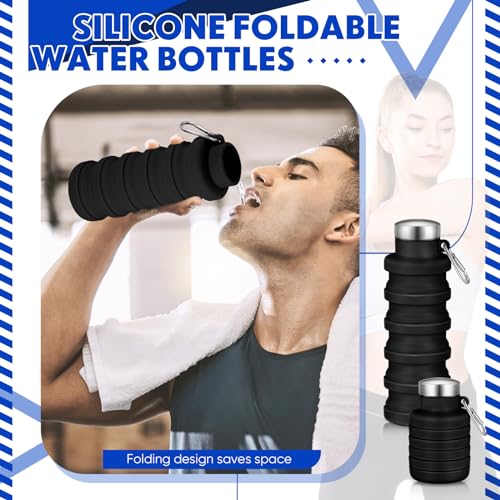Baderke Collapsible Water Bottle 17oz Silicone with Buckle, Black - color: Black