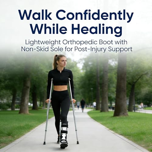 Walking Boot for Broken Foot - Medical Fracture Boot for Toe & Ankle Injuries-Breathable Stabilizer for Men Women (White, Split Mid Size Model, Right) - size: Split Mid Size Model