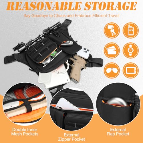 HAMBOLY Chest Bag for Men and Women, Tactical Running Chest Pack with Pistol Holster - color: Black