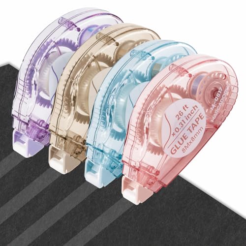 MARCADORUS Glue Tape for Scrapbooking, Double Sided Tape Roller 106Ft Total - size: 26 Ft x 0.31 In : 4 Pack