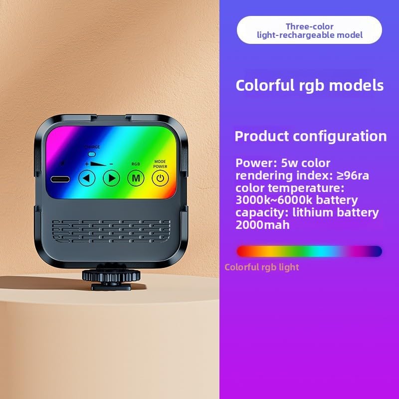RGB Video Light, 2000mAh Magnetic LED Camera Light, 3 Cold Shoe - size: RGB Light