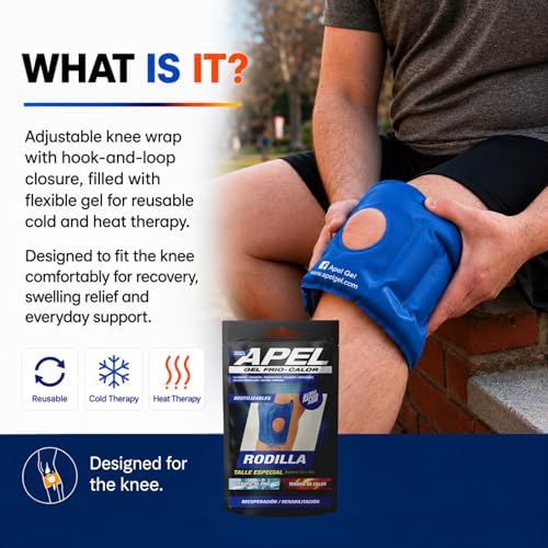 APEL Gel Cold & Hot Knee TE Gel Pack, Reusable Wrap, Flexible Compress Care - size: L / XL