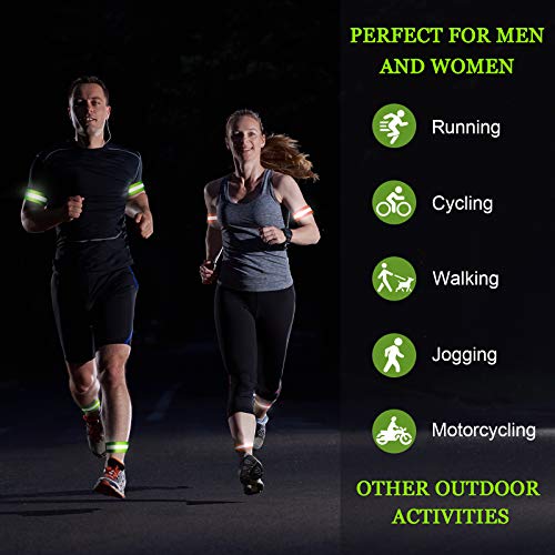 8 Pieces Reflective Bands Reflective Running Gear Night High Visibility Reflector Bands Shine Straps Tape Bracelets for Walking at Night Women Men Running Cycling Arm Wrist Ankle Leg - color: Green, Orange