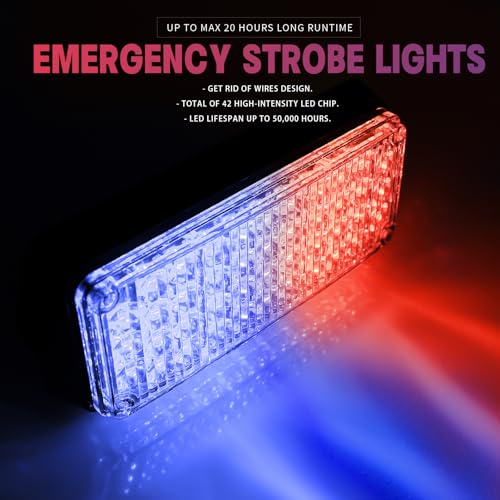 Magnetic Flashing Strobe Lights/w Controller, R/B 2-Pcs - color: R/B