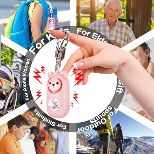 Personal Alarm for Women – 130dB Loud Rechargeable with Led Strobe Light, Self Defense Safety Alarm Keychain for Kids Elderly, Safe Sound Emergency Siren in Danger - color: Pink