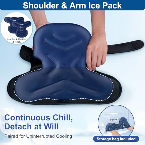 SuzziPad Shoulder Ice Pack Wrap for Pitcher Muscle Discomfort, 2 Packs, L - size: Large