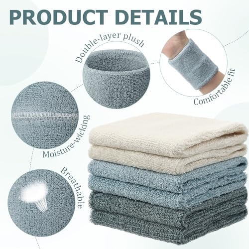 WILLBOND Wrist Sweatbands - color: Elephant Gray, Water Blue, Beige