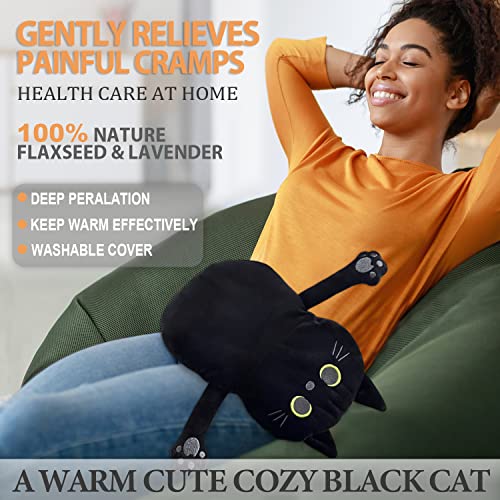 Large Microwave Heating Pad with Washable Cover 21 * 12" Microwavable Heating Pads for Cramps, Back, Neck Shoulder Pain Relief, Cordless Weighted Moist Heat Pack, Black Cat - size: Large Black Cat