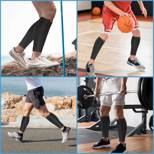 Flat Knit Calf Compression Sleeves for Men & Women, Shin Splint Relief
