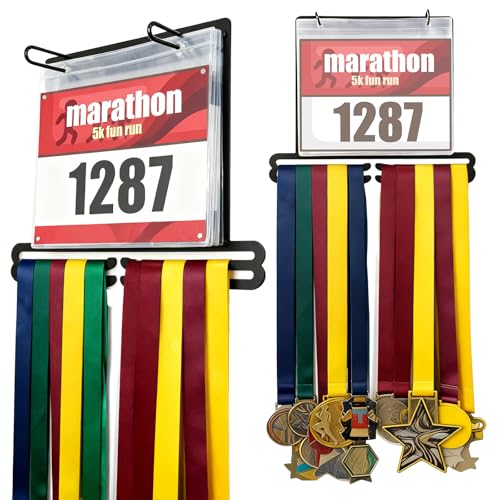Medal Hanger Display for Runner Race Bib and Medal Display Rack Steel Black
