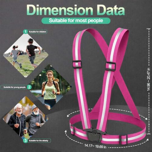 2 Packs Reflective Vest Running Gear, High Visibility Reflective Running Gear Adjustable Elastic Safety Vest for Night Jogging, Biking, Walking or Dog Walking, Running Vest for Men Women Children - color: green &Pink