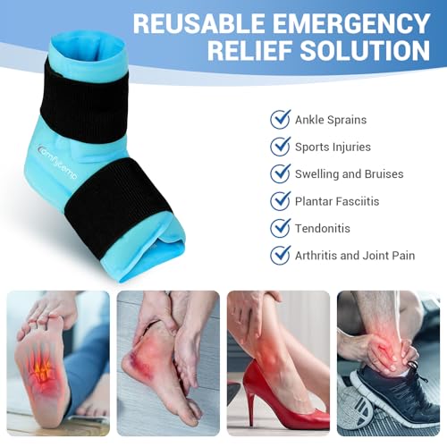 Comfytemp Ankle Foot Ice Pack Wrap for Plantar Fasciitis Relief, Heel Pain - color: Blue 70, size: Large