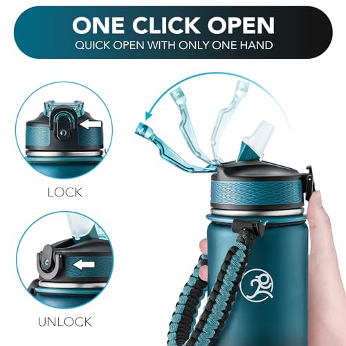 GOSWAG 24oz Insulated Stainless Steel Travel Water Bottle, 2 Lids - color: Navy Blue-Black Ombré