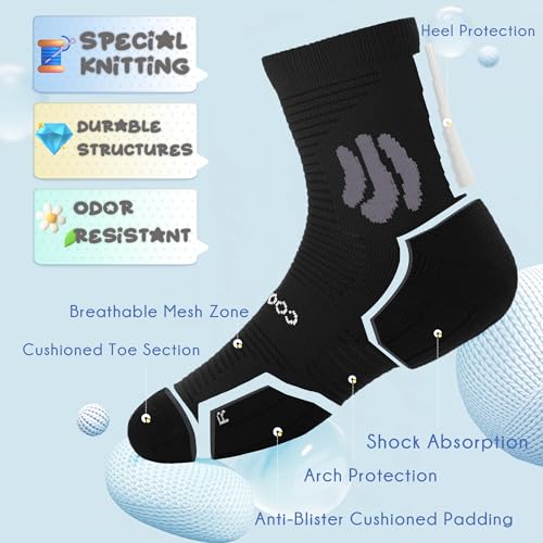 BRISIRA Coolmax Bamboo Viscose Kids Compression Socks for Youth Boys Girls - color: Black-3pack, size: Small