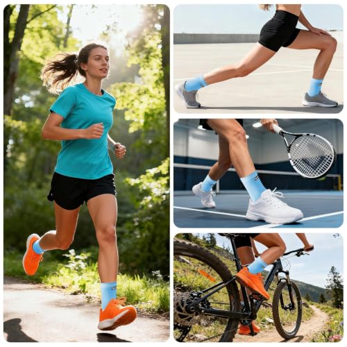 eYotto Ankle Compression Sleeve, Ankle Brace Socks for Men & Women (1 Pair) - color: Light Blue, size: Large