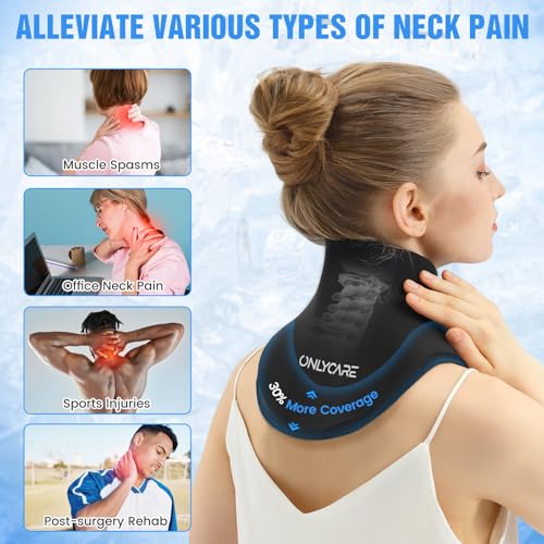 ONLYCARE Neck Ice Pack Wrap Gel - Upgraded Ice Packs for Neck Reusable - color: Black
