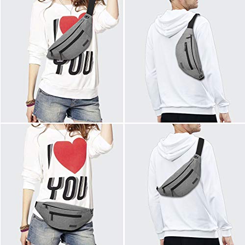 Crossbody Bags for Women Men Travel Essentials Fanny Pack Belt Bag - color: Grey, size: Large