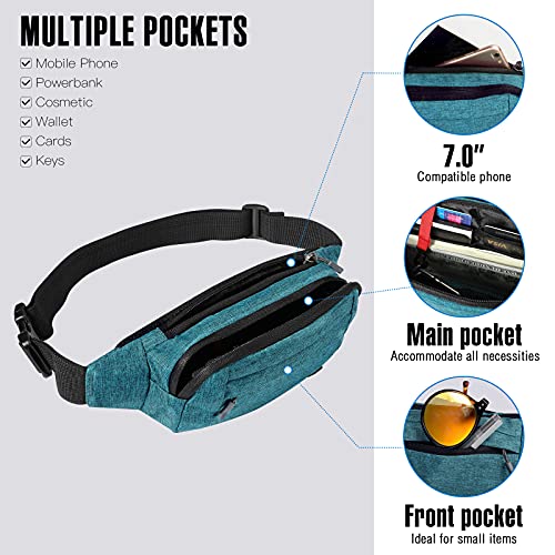 WATERFLY Small Fanny Pack Crossbody Lightweight Waist Bag for Woman Man - color: Green