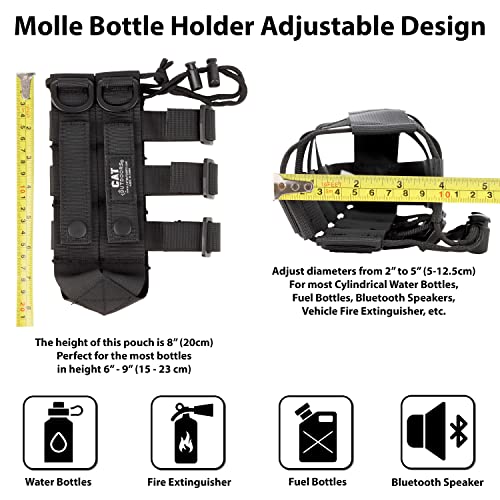 MOLLE Water Bottle Holder 40 oz - Tactical MOLLE Water Bottle Pouch for Backpack Strap, Bag, Belt Clip/Loop - MOLLE Holster/Carrier Attachment for Nalgene WaterBottles - color: Black