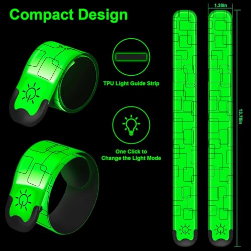 LED Armband Rechargeable, 2Pcs High Visibility Running Gear for Night - color: Green