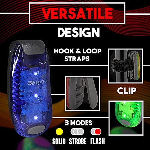 LED Safety Lights 4 Pack, Clip On High Visibility Strobe Light for Walk Run - color: Blue