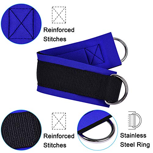 1 Pair Adjustable Fitness Ankle Strap with Double D-Ring - color: Blue