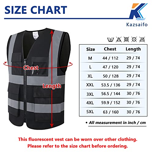 Safety Vest for Men Women with Pockets (KZ170-Black, L) - color: Black-kz170, size: Large