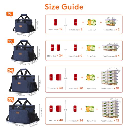Lifewit Insulated Lunch Box for Men, Lunch Bag Cooler Women, 48-Can 33L - color: Dark Blue, size: Mega (33L)