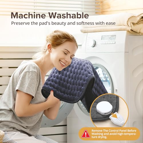 Heating Pad for Back Pain Relief, 17" x 33" Extra Large Electric Heating Pad for Period Cramps, Neck and Shoulders, Moist & Dry Therapy, 6 Heat Settings, 2H Auto Shut Off, Machine Washable, Navy Blue - color: Navy Blue