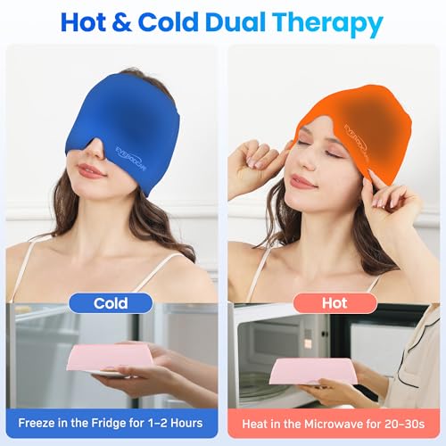 Migraine Relief Cap, Reusable Cold Compress Headband,1pcs - color: Pink‑eyemask