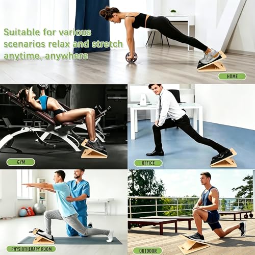 Calf Stretching Inclined Board, Adjustable Multi Angle Stretching, Suitable for deep Squatting, Knee, Achilles Tendon Physical Therapy, and Leg Flexibility Exercise, Portable Wooden Inclined Board