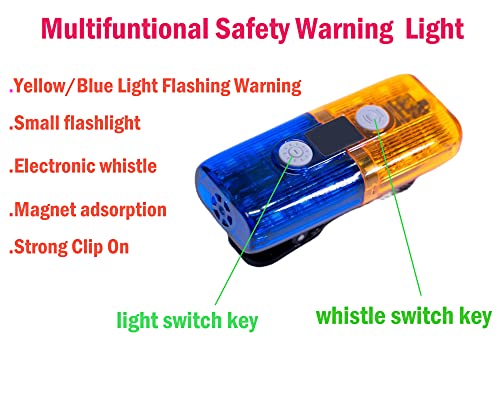 Personal Safety Warning Signal Clip Shoulder Light with Electronic Whistle Flashlight Magnet for Police Gifts,Outdoor Rescue,Security Guard eauipment,Cycling,Night Run,Police Gear (Blue/Yellow) - color: Blue/yellow