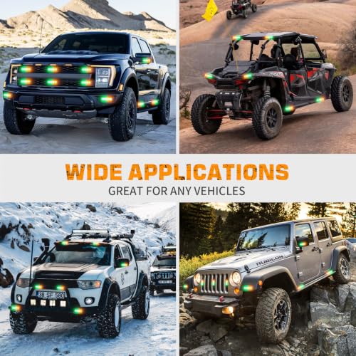 XRIDONSEN 8PCS Sync Truck Grill Lights 32 LED Green Amber Strobe Lights - color: Amber/Green