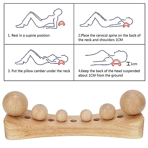 Psoas Muscle Release Tool Wooden Body Massage Tool Point Wood Massager with 6 Massage Heads for Occipital Back (A)