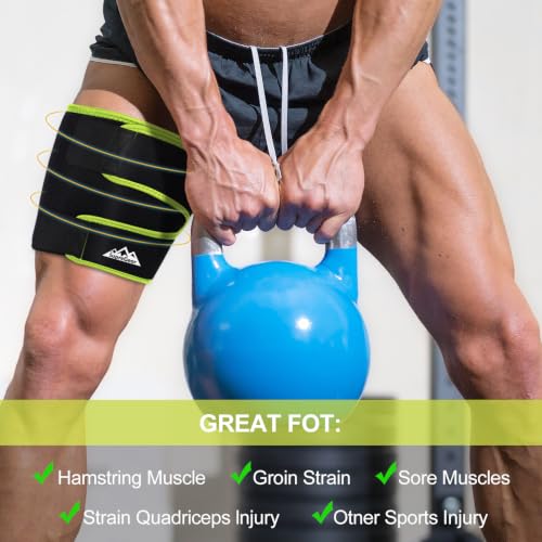 supregear Thigh Wrap Support, Hamstring Quad Wrap, XL - color: Black + Grass Green, size: XL