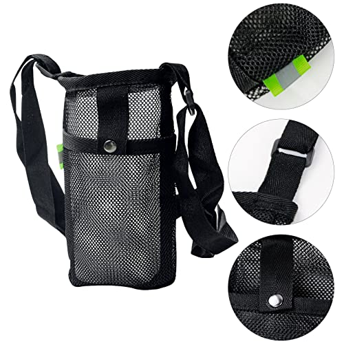 2PCS Water Bottle Carrier Bag - Convenient Holder with Strap and Pocket for Hiking, Walking, and Travel (Black, S) - size: Small