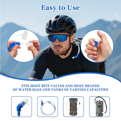 Hydration Bladder Bite Valve Replacement Mouthpiece Fit for Any Water Backpack and Most Brands, with Manual Switch Valve - color: 2 Pack 4502 degree blue-B