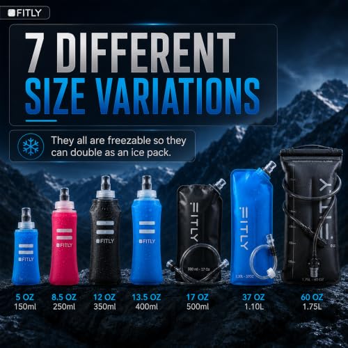FITLY Soft Flask Running Water Bottle - Collapsible Hydration Flask - color: Blue, size: 5 Ounces