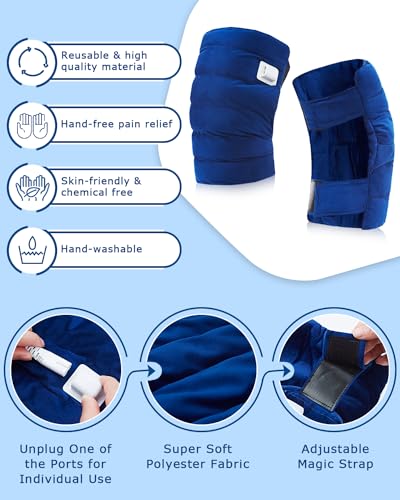 Knee Heating Pad for Arthritic, 2PCS Super Soft Electric Heat Pad for Leg, 20s Fast Heating Knees Warmers with 10-90min Auto-Off Timer, 86-158℉ Heat Level (No Battery, No Vibration)