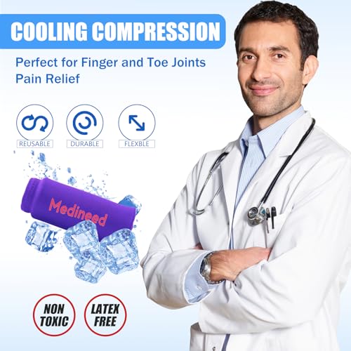 Medineed 2PCS Finger Gel Ice Pack Sleeves,Cold Therapy for Injuries,Purple - color: Purple
