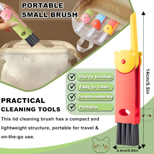 3 in 1 Cup Lid Gap Cleaning Brush, Multifunctional Bottle Lid Cleaner Brush, Home Kitchen Crevice Brush Cleaning Tools for Tight Spaces & Bottle Gaps, Portable Small Brush 3 PCS - color: Green Blue Red-bear