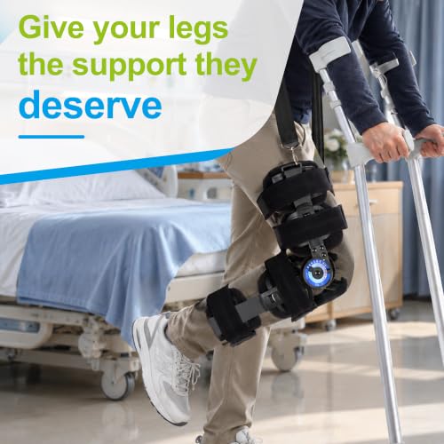 Hinged Knee Brace with Side Stabilizers for Women Men - color: Blue