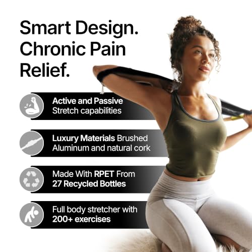 CastleFlexx Mobility and Full Body Strengthening Device | Non-Elastic Stretch Strap with Natural Premium Cork Handles for Stretching, Exercise, Physical Therapy, and Yoga - size: Large