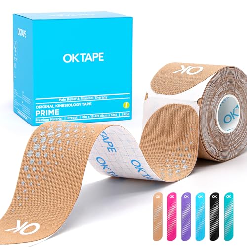 OK TAPE Synthetic Precut Kinesiology Tape for Protection, 2inx16.4ft 20PCS - color: Beige, size: 1 Rolls