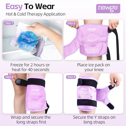 NEWGO Ice Pack for Knee Replacement Surgery, 360° Full Wrap, Purple - color: Regular Purple 1-pack