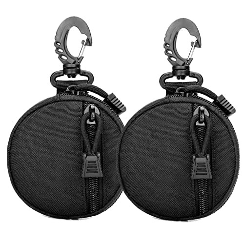 2 Packs Tactical EDC Pouches Compact Mini Military Molle Utility Pouch Accessories Organizer Bags Coin Purse Keychain Pockets Credit Card Holder for Waist Pack - color: 2 Pack Circle Black