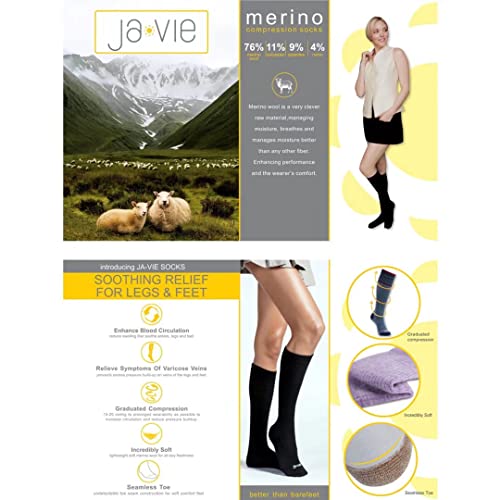 ja vie 76% Merino Wool Graduated Compression Socks for Women & Men (15-20mmHg) - color: Fuchsia, size: Small