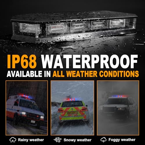 ASPL 16.5 Inch Roof Top Beacon Warning Strobe Light for Trucks Red Blue - color: Red/Blue